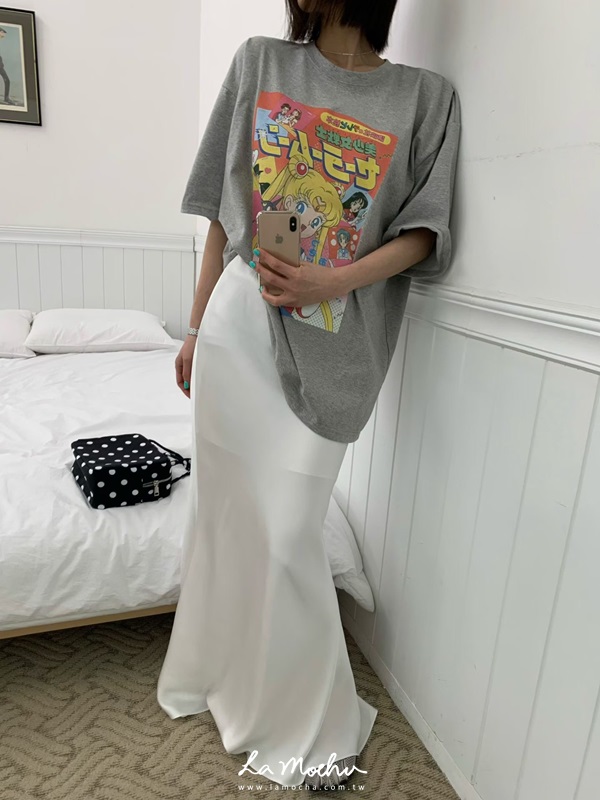 修飾緞面魚尾長裙